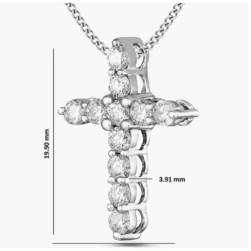 0.55 Ct Moissanite 14K white Gold Cross Pendant