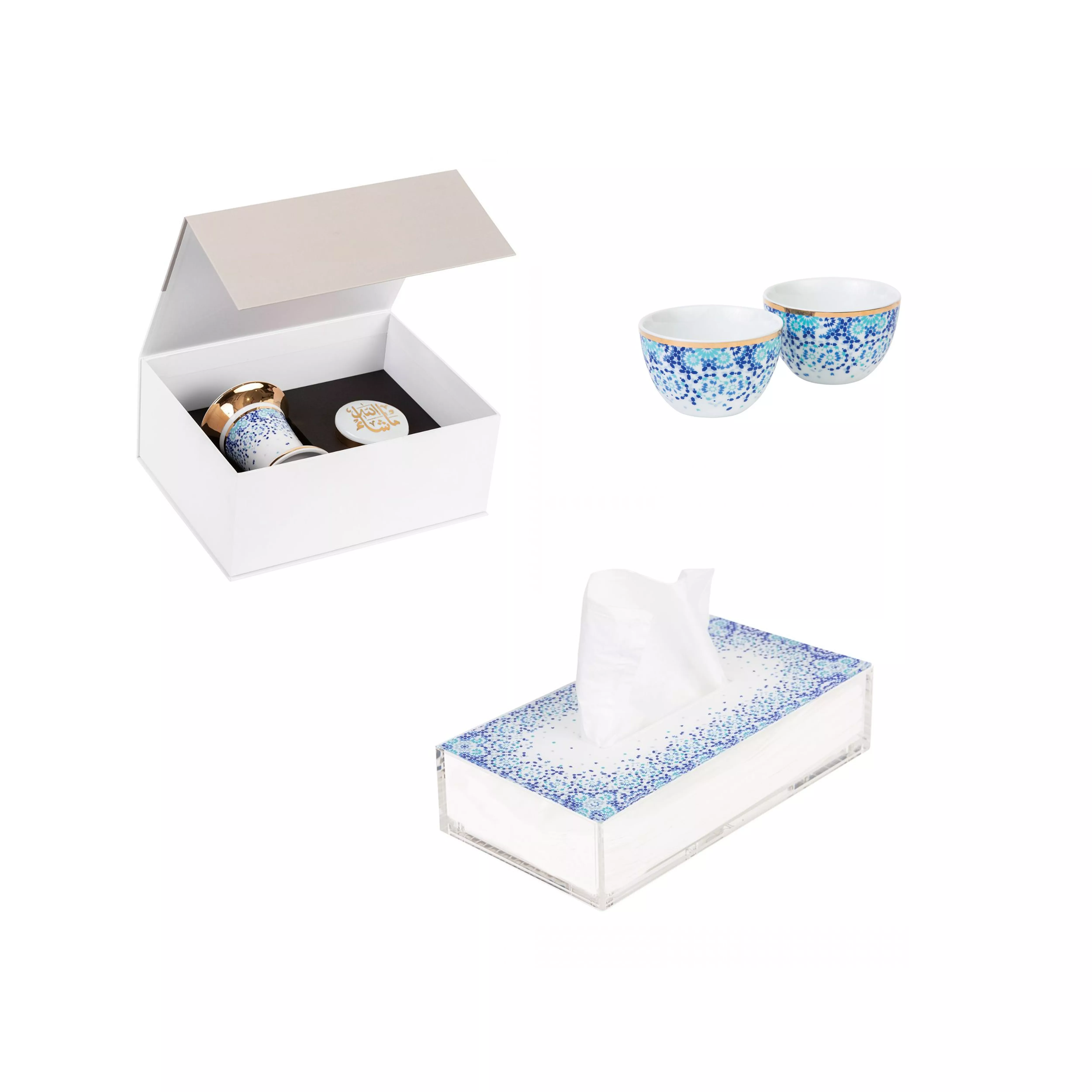 - Mirror Gift Box - Condiment Bowls + Tissue Box + Mabkhara & Trinket Box (set for 2-6)